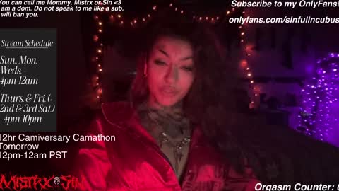 Snapshot of sinfulincubus chatting on 01/29/25, 05:40 Mistrx Sin online show from 01/29/25, 05:40